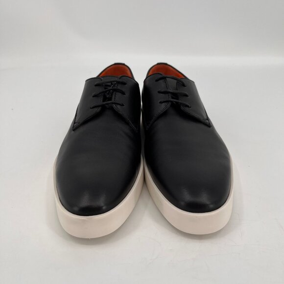 Santoni Atlantis Leather Oxford Dress Black Size 10.5 Almond Toe Lace Up Italy - Picture 3 of 15